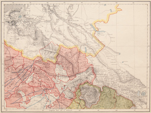 India antique map 1884-1887